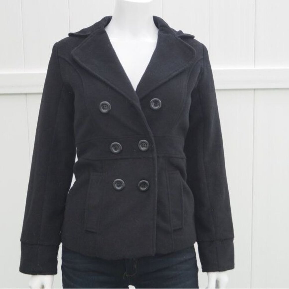 Blue Imp Black Classic Double Breasted Peacoat Size S